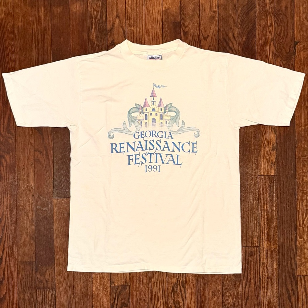 VTG 1991 Georgia Renaissance Fair Castle All Sport Pro Weight Graphic Tee